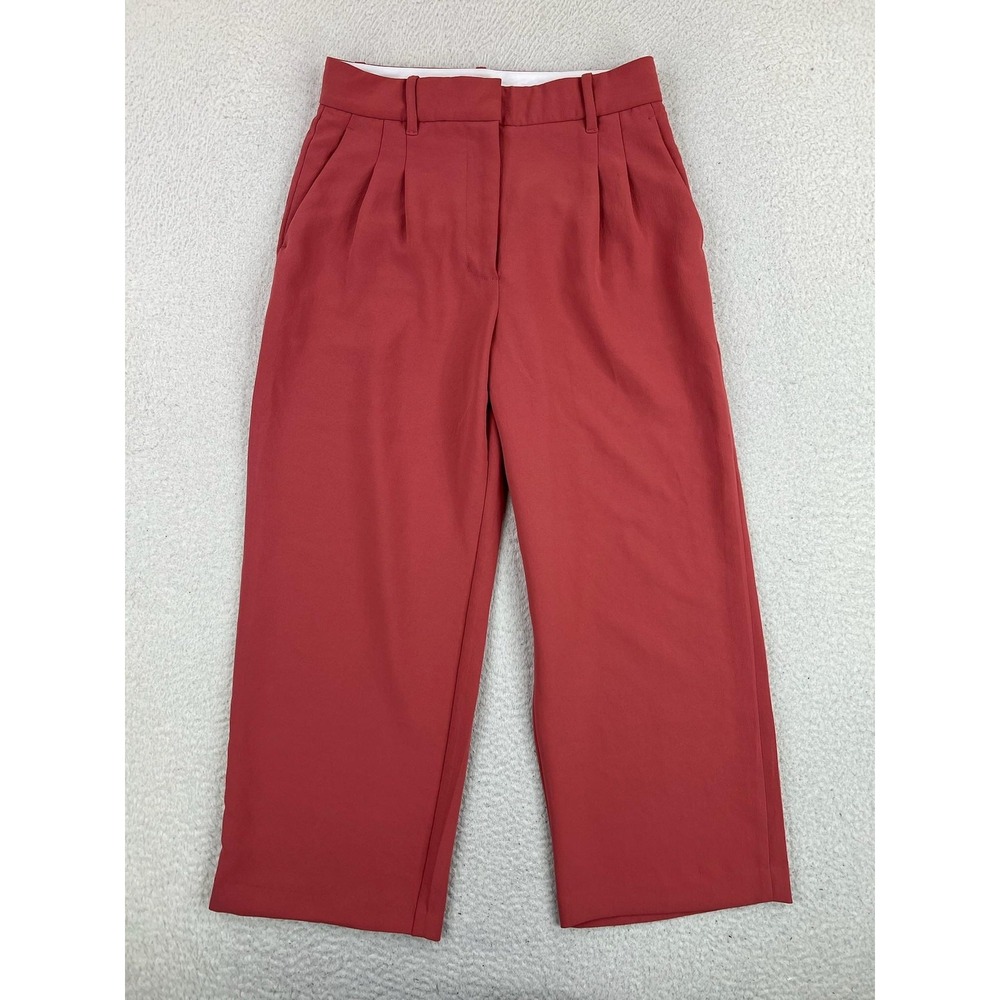 Wilfred Pants Womens 6 Pink Crepe Wide Leg Crop Pleated Dress Trousers 97558